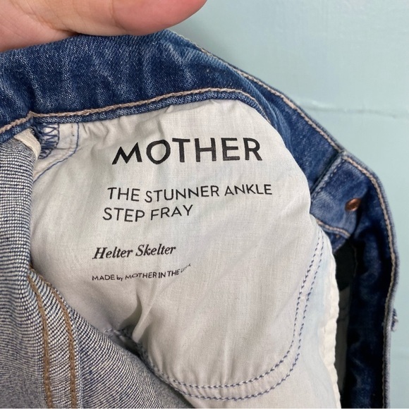 MOTHER The Stunner Ankle Step Fray‎ Helter Skelter Sz 27 Blue Lightning Bolt - Picture 9 of 9